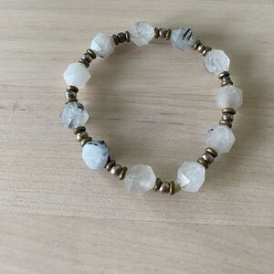 Quartz with Black Tourmaline Stone Bracelet